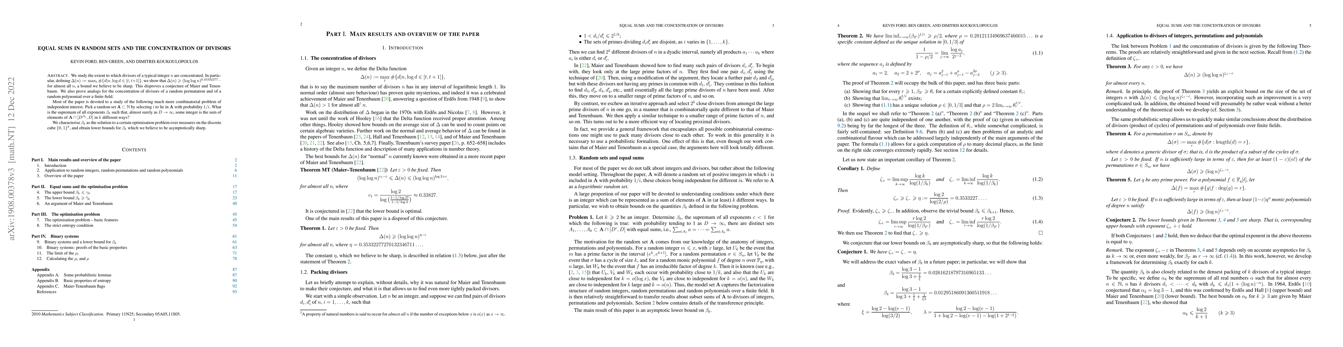 Thumbnail for Equal sums in random sets and the concentration of divisors