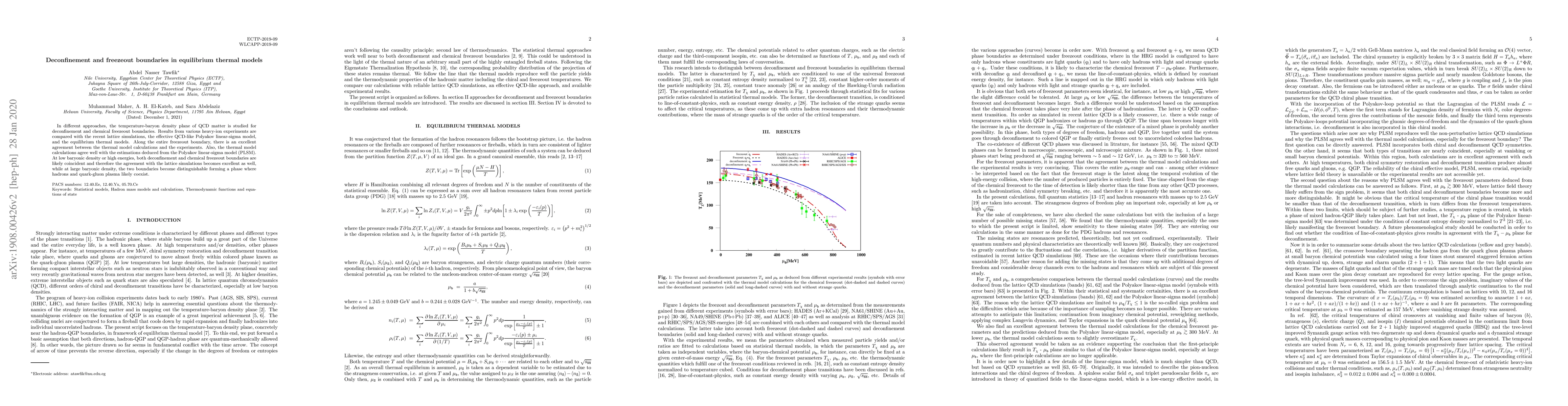 Thumbnail for Deconfinement and freezeout boundaries in equilibrium thermal models