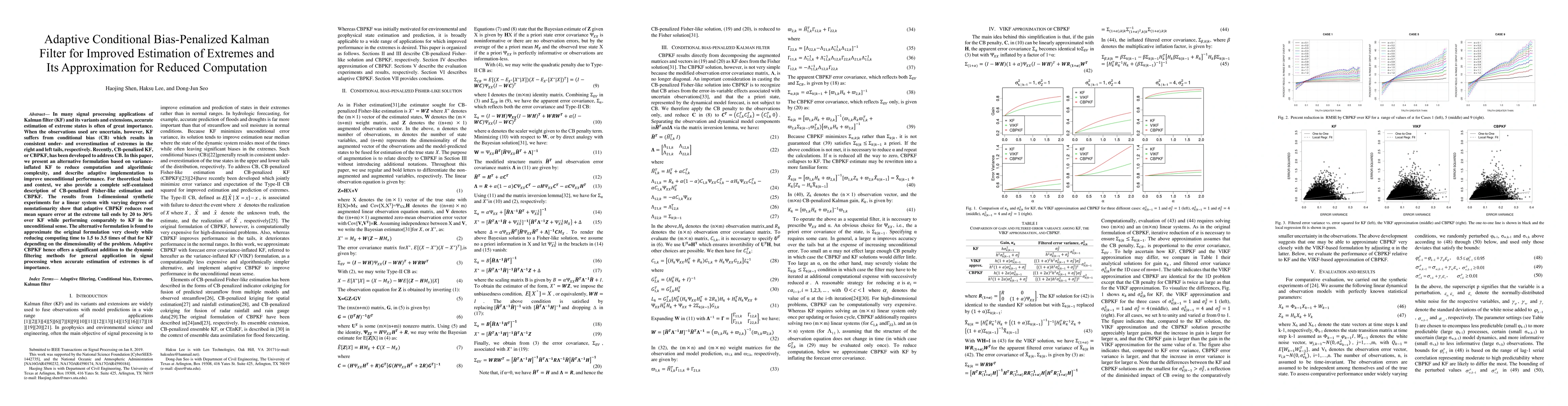 Thumbnail for Adaptive Conditional Bias-Penalized Kalman Filter for Improved
  Estimation of Extremes and its Approximation for Reduced Computation