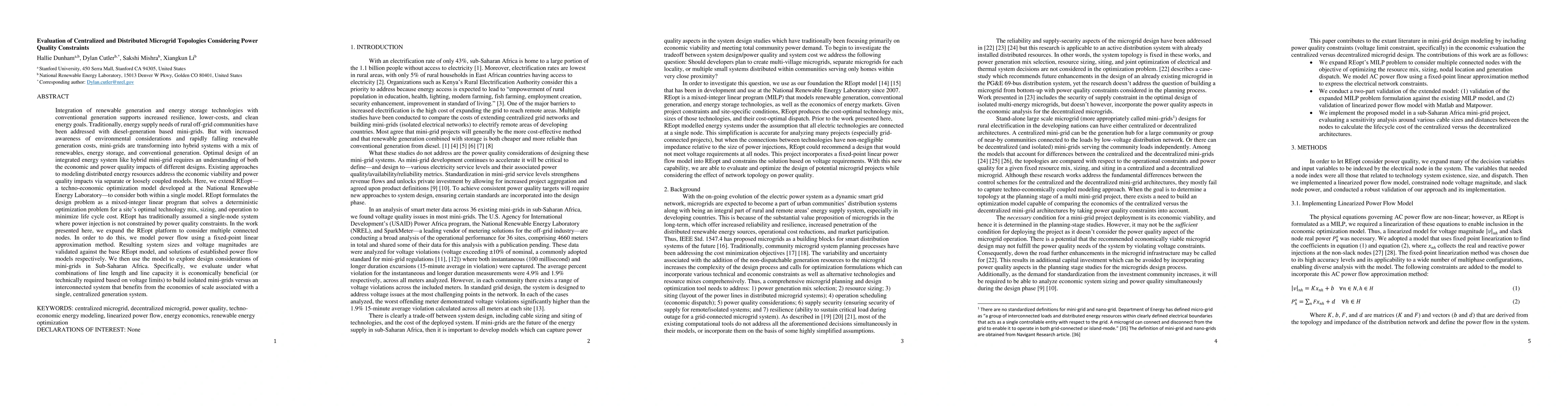 Thumbnail for Evaluation of Centralized and Distributed Microgrid Topologies
  Considering Power Quality Constraints