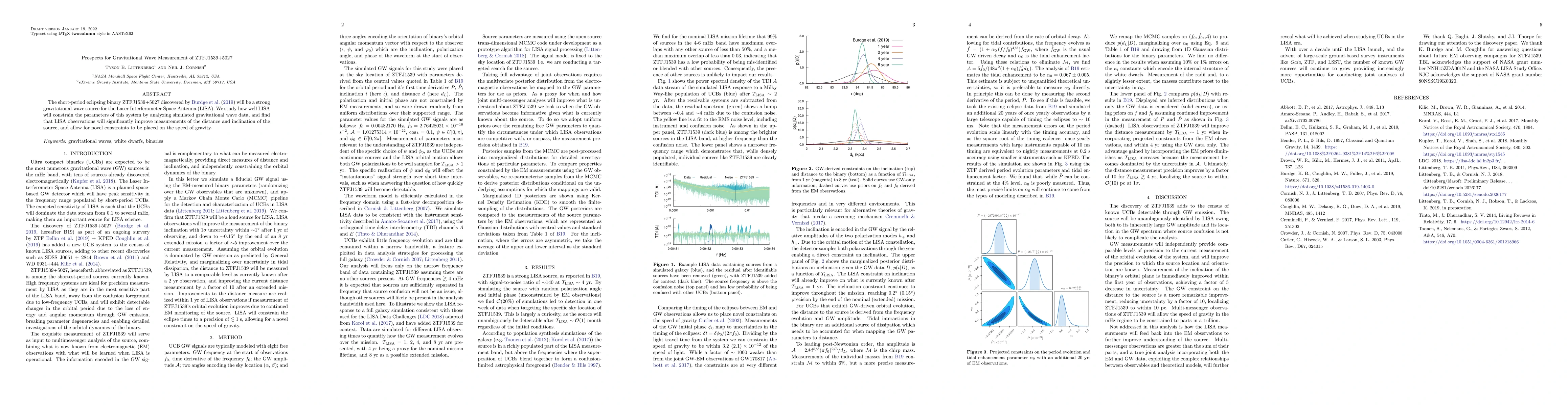 Thumbnail for Prospects for Gravitational Wave Measurement of ZTFJ1539+5027