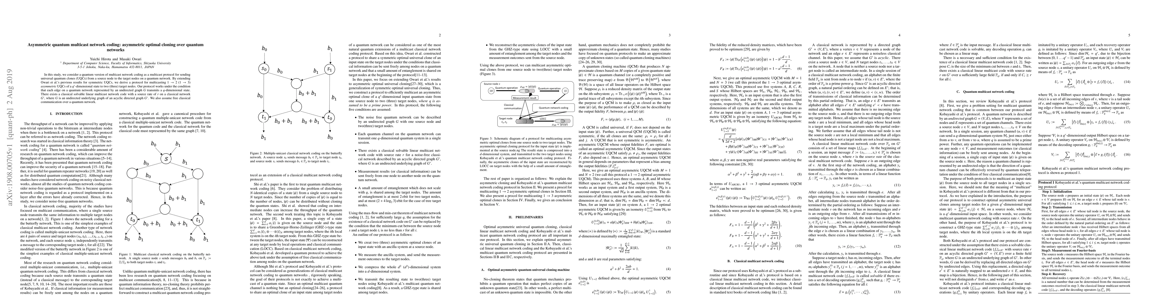 Thumbnail for Asymmetric quantum multicast network coding: asymmetric optimal cloning
  over quantum networks