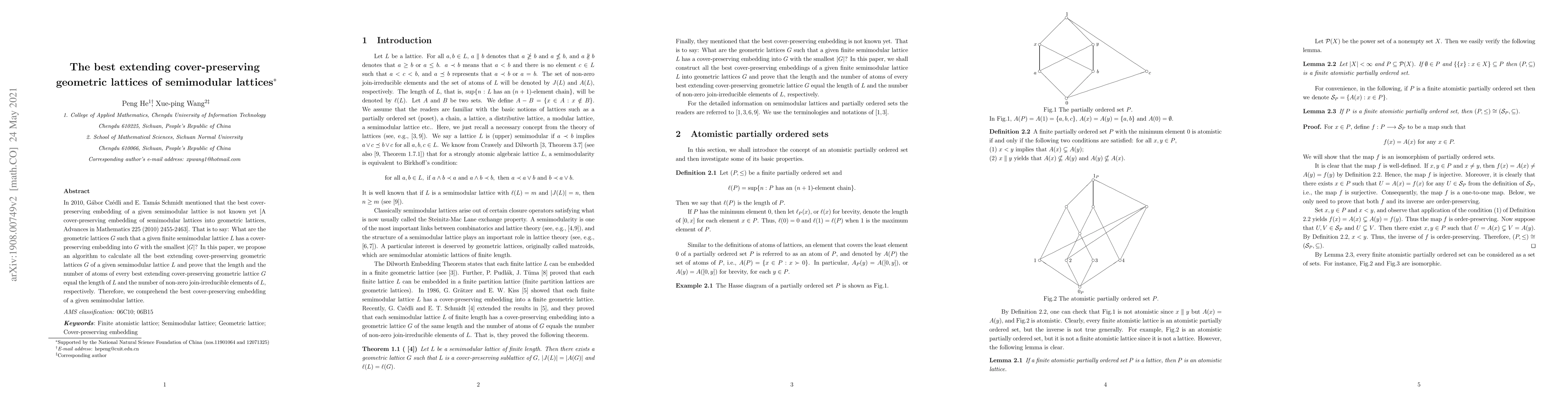 Thumbnail for The best extending cover-preserving geometric lattices of semimodular
  lattices