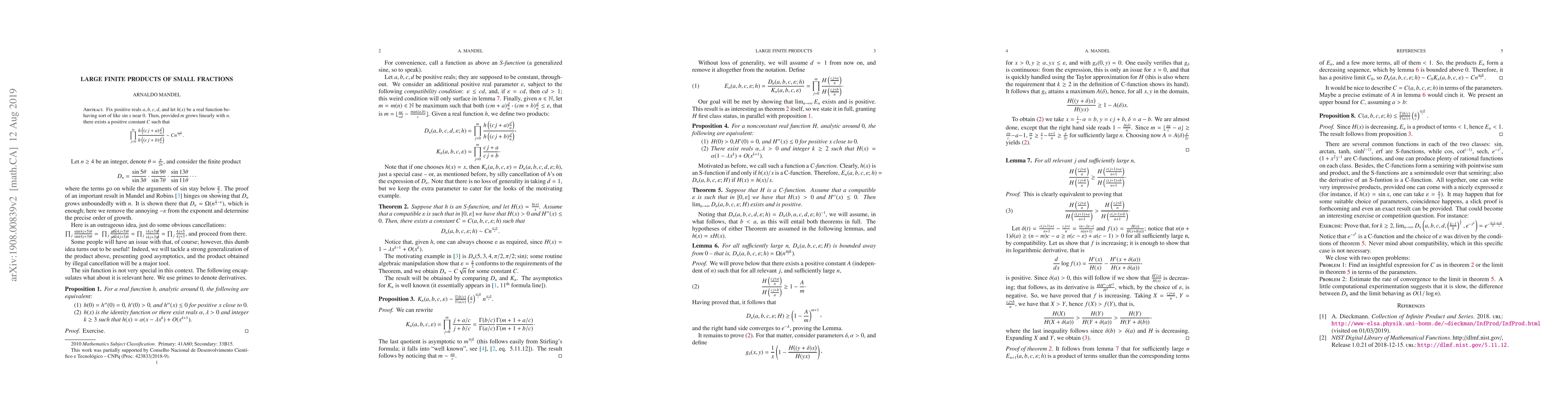Thumbnail for Large finite products of small fractions