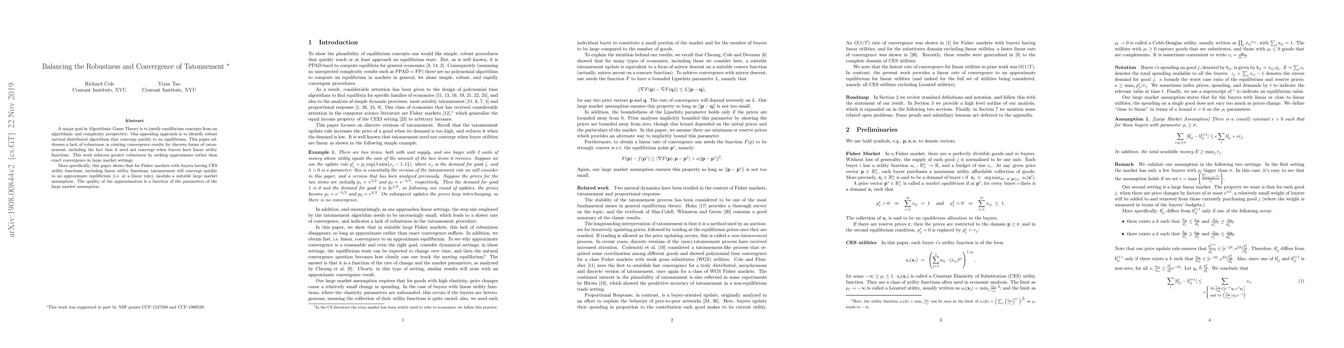 Thumbnail for Balancing the Robustness and Convergence of Tatonnement