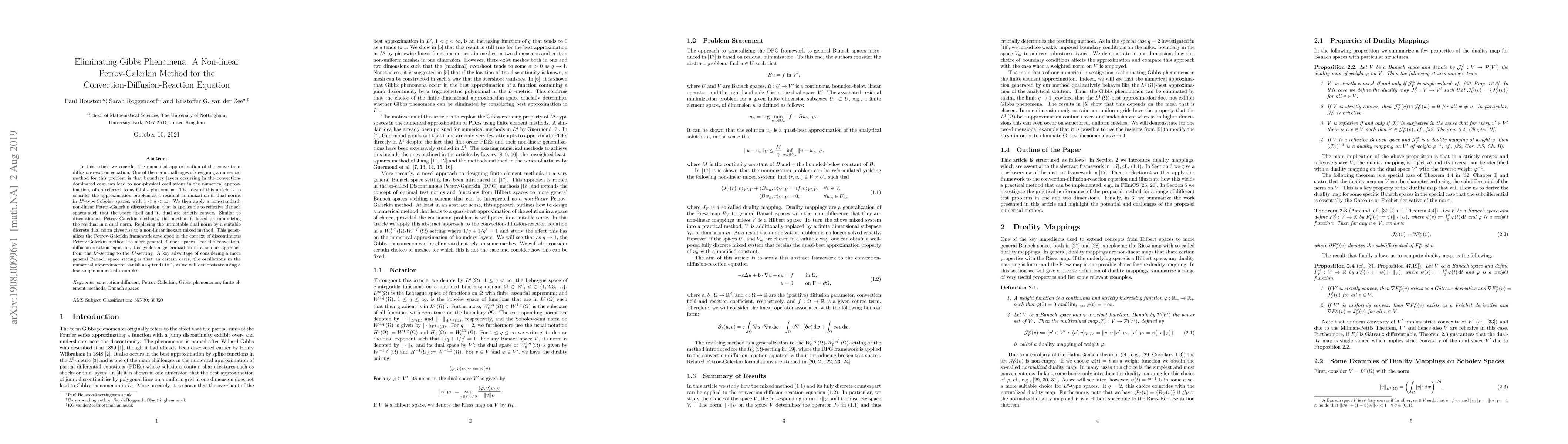 Thumbnail for Eliminating Gibbs Phenomena: A Non-linear Petrov-Galerkin Method for the
  Convection-Diffusion-Reaction Equation