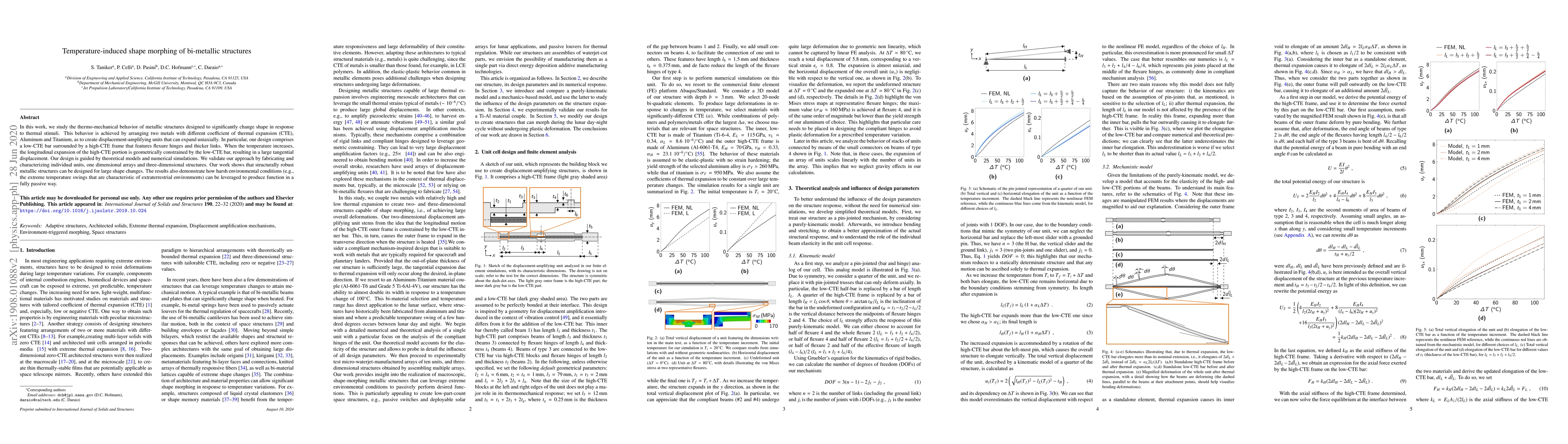 Thumbnail for Temperature-induced shape morphing of bi-metallic structures