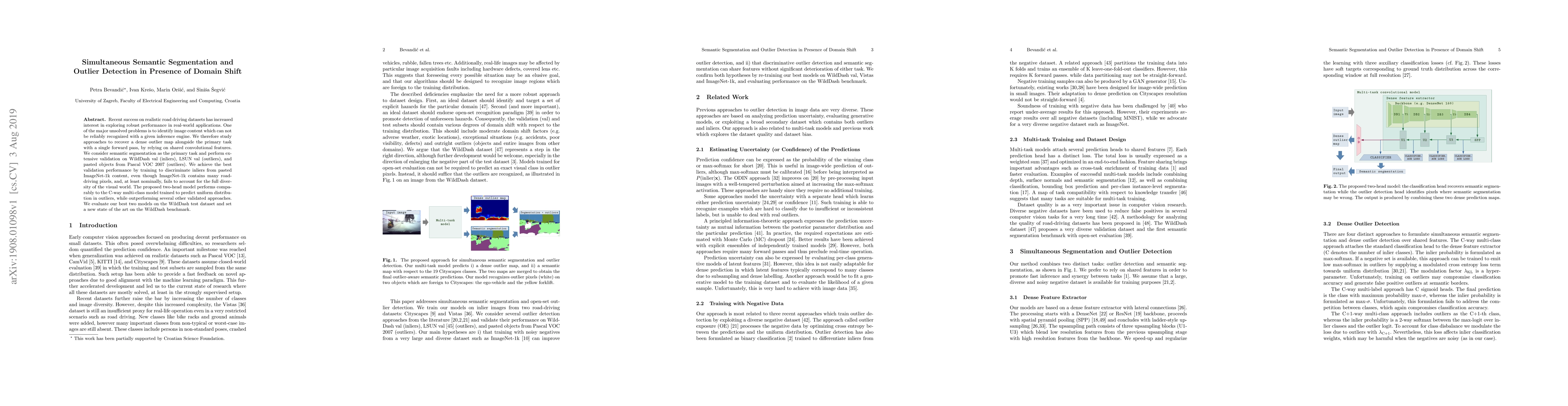 Thumbnail for Simultaneous Semantic Segmentation and Outlier Detection in Presence of
  Domain Shift