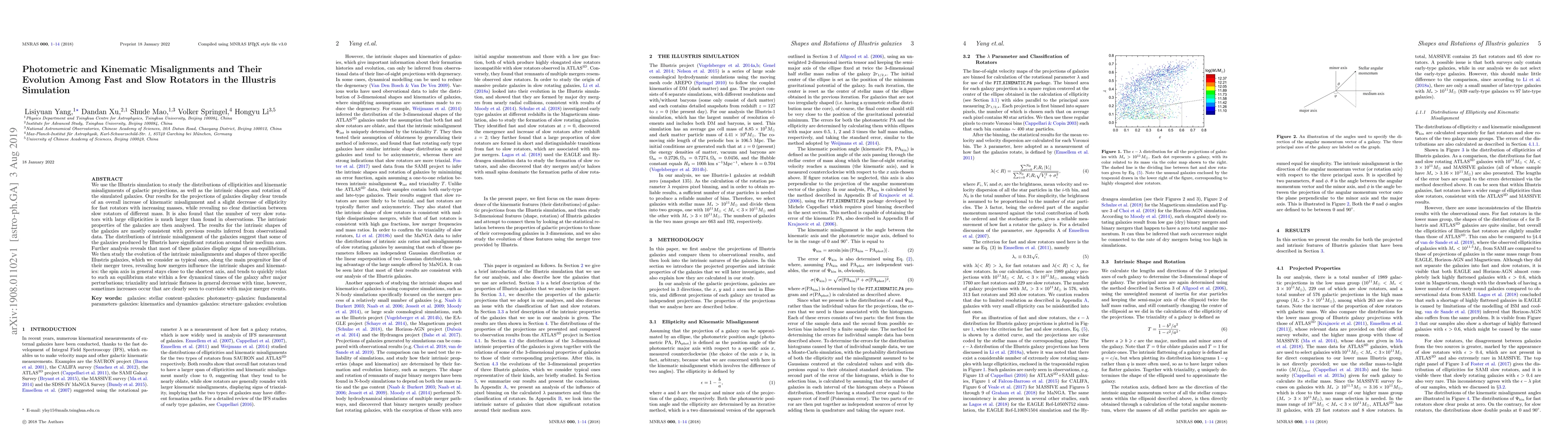 Thumbnail for Photometric and Kinematic Misalignments and Their Evolution Among Fast
  and Slow Rotators in the Illustris Simulation