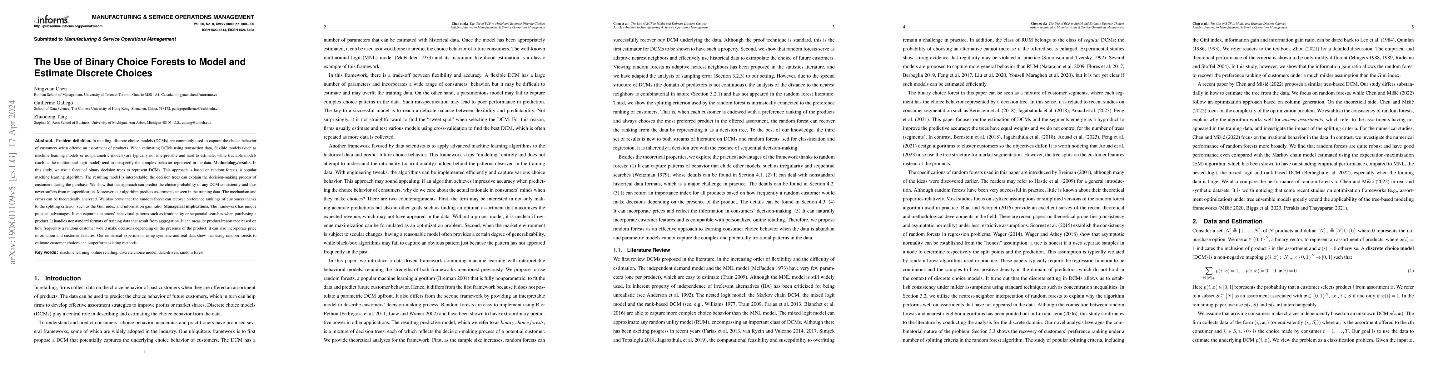 Thumbnail for The Use of Binary Choice Forests to Model and Estimate Discrete Choices