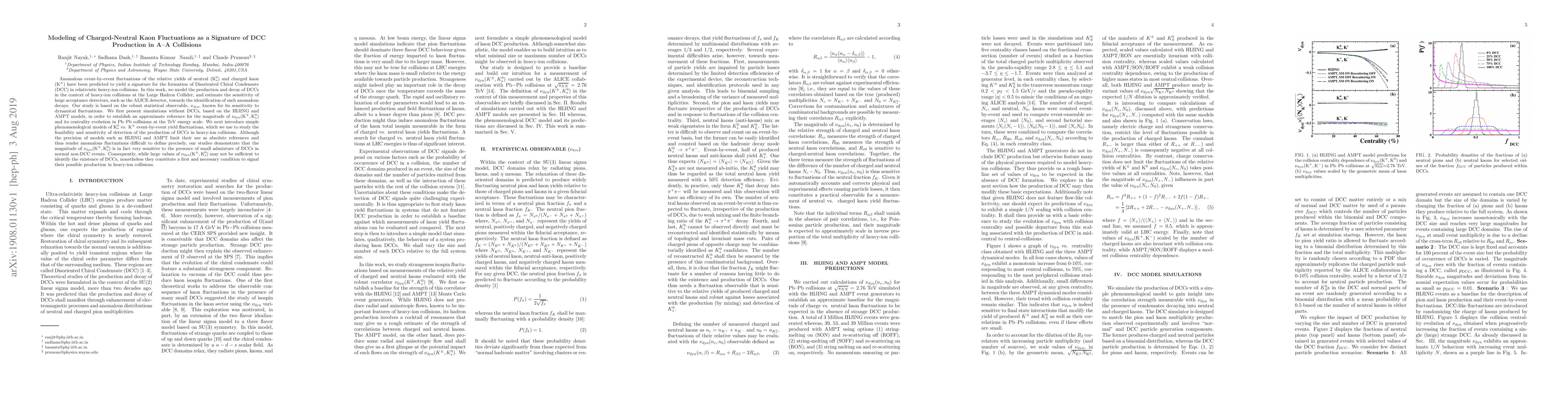 Thumbnail for Modeling of Charged-Neutral Kaon Fluctuations as a Signature of DCC
  Production in A--A Collisions