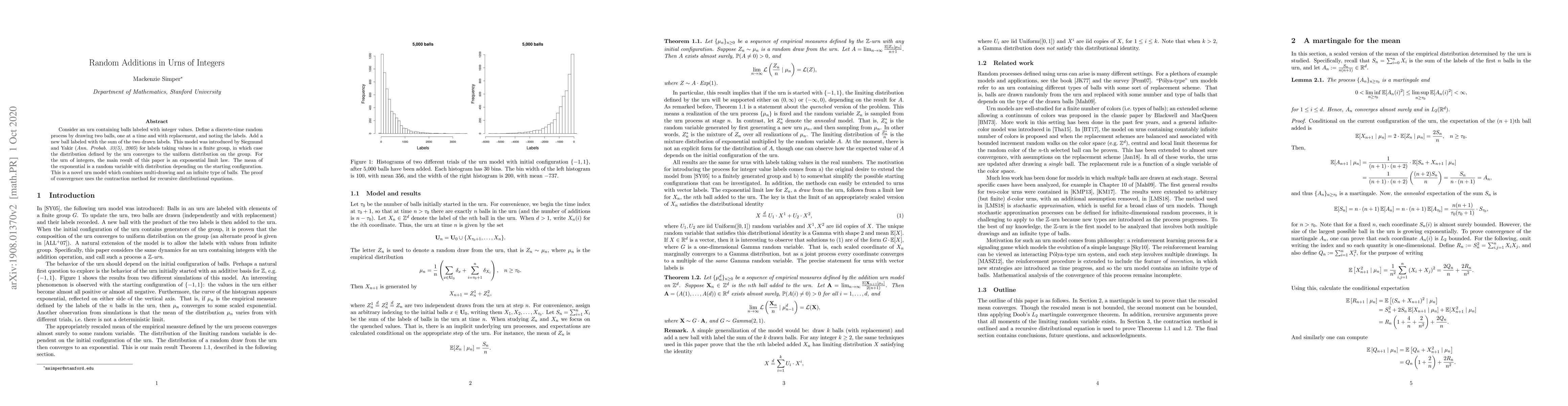 Thumbnail for Random Additions in Urns of Integers