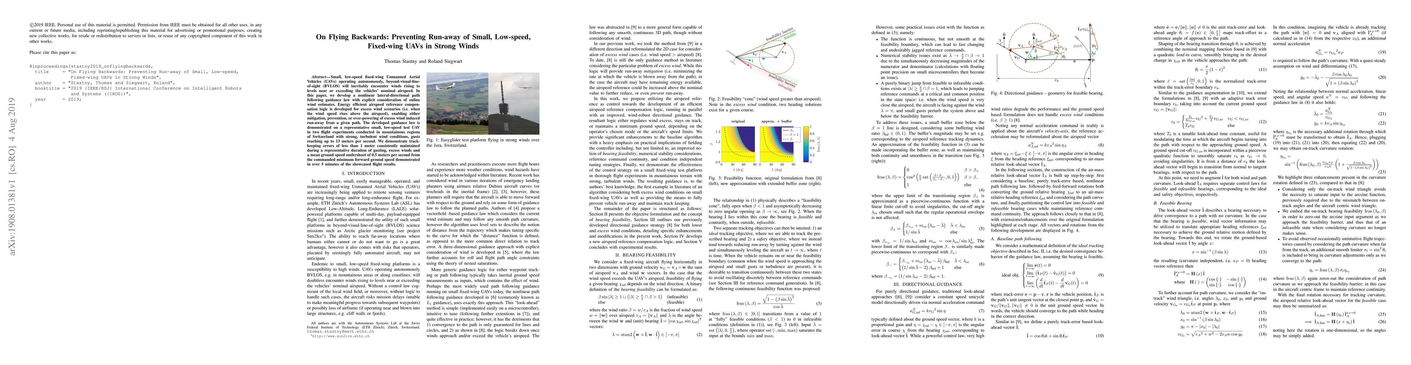 Thumbnail for On Flying Backwards: Preventing Run-away of Small, Low-speed, Fixed-wing
  UAVs in Strong Winds