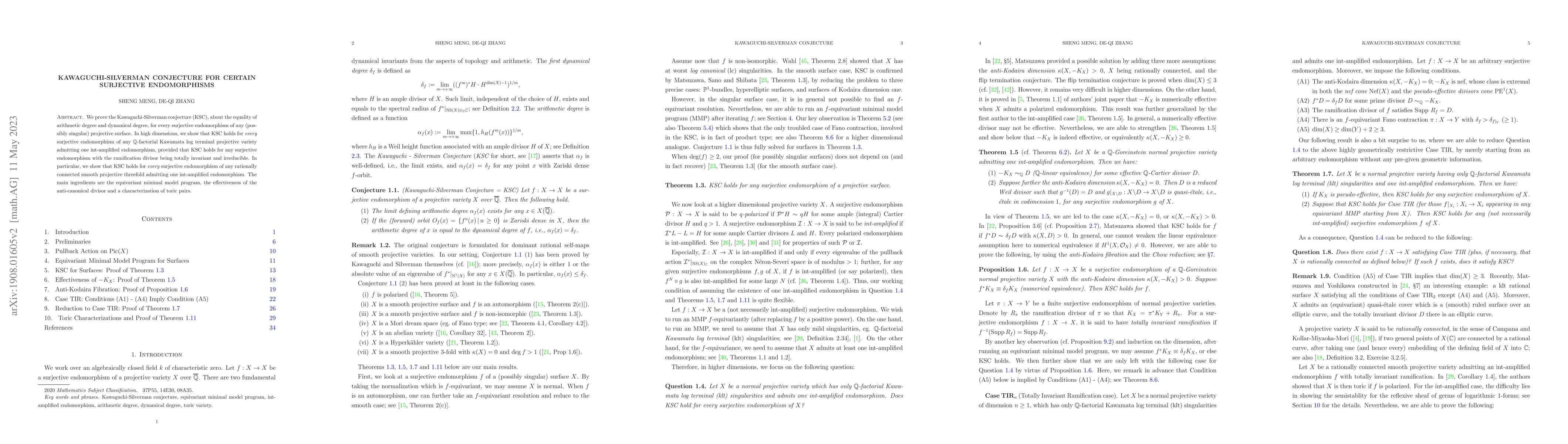 Thumbnail for Kawaguchi-Silverman conjecture for certain surjective endomorphisms
