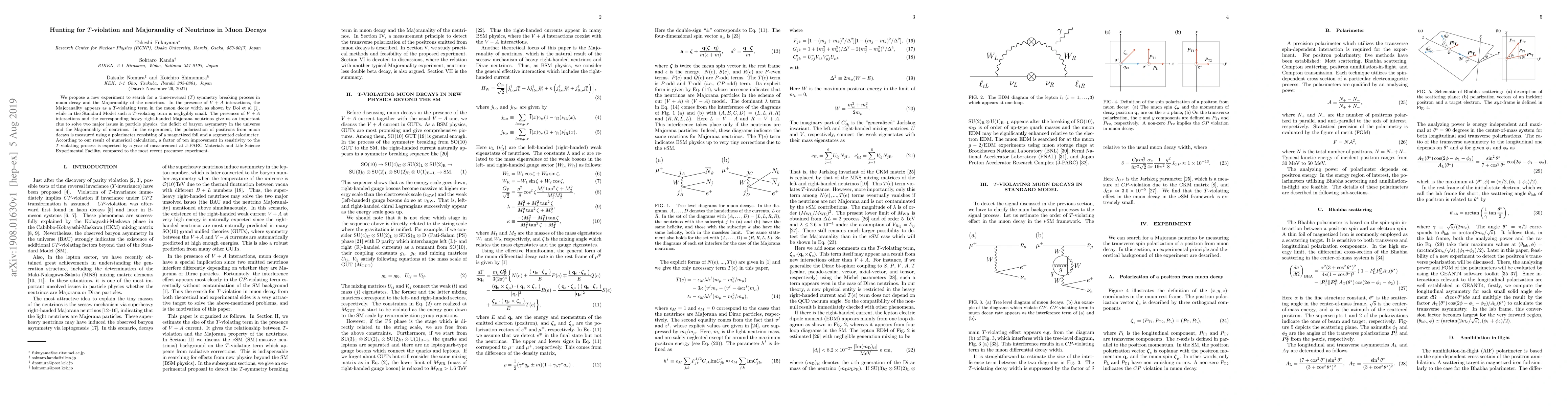 Thumbnail for Hunting for T-violation and Majoranality of Neutrinos in Muon Decays