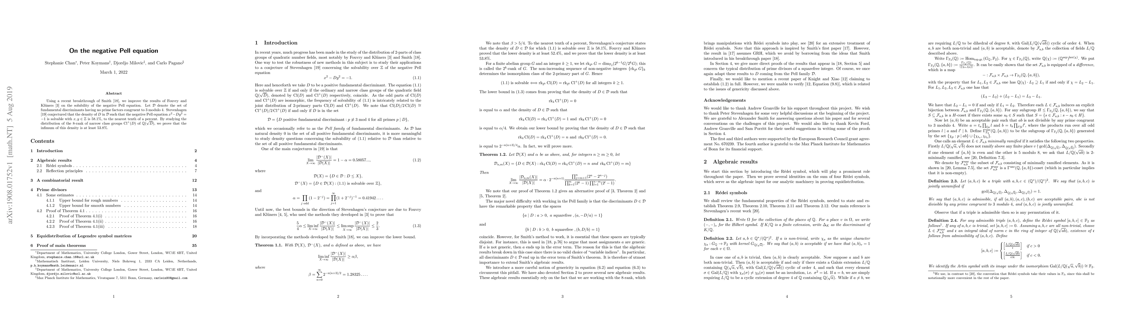 Thumbnail for On the negative Pell equation