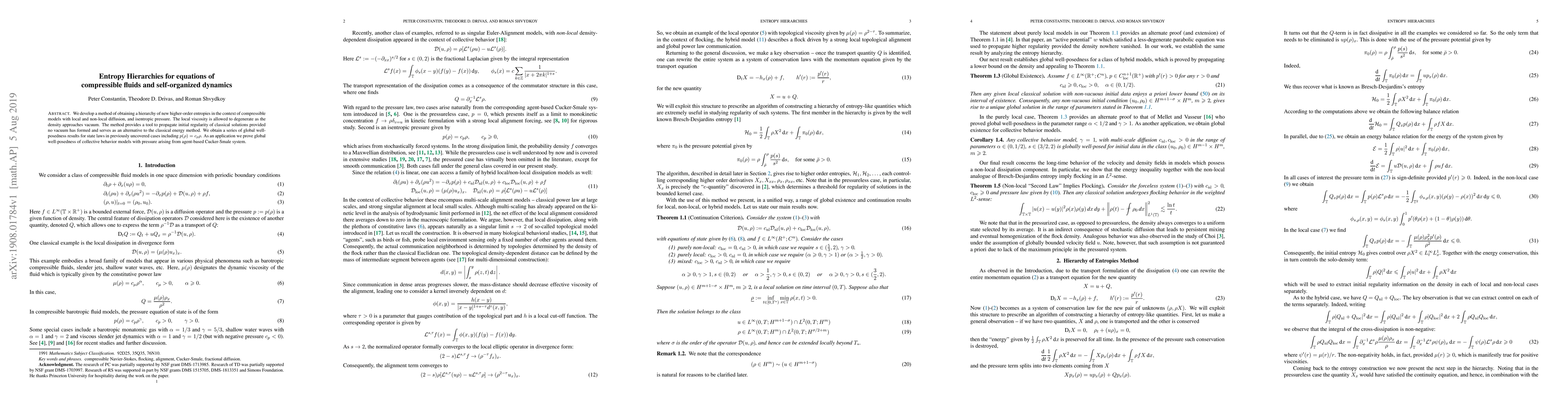 Thumbnail for Entropy Hierarchies for equations of compressible fluids and
  self-organized dynamics