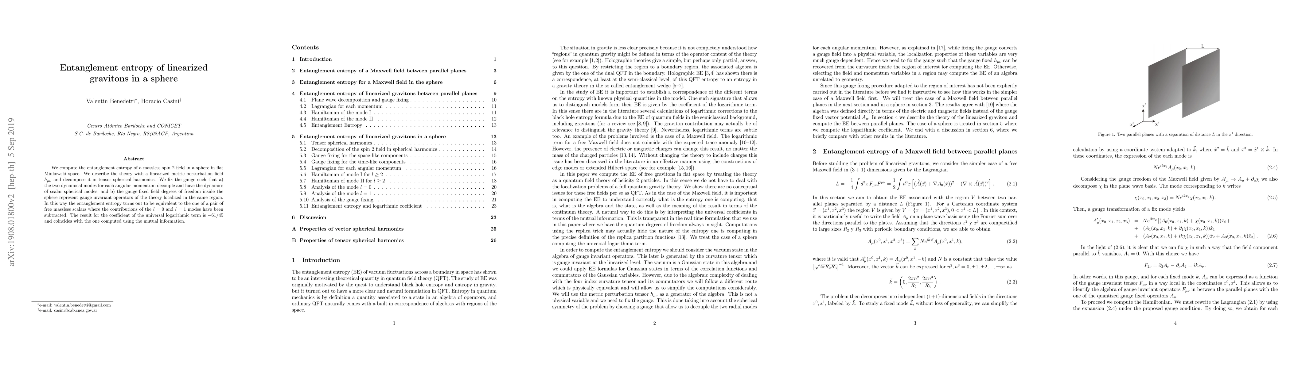 Thumbnail for Entanglement entropy of linearized gravitons in a sphere