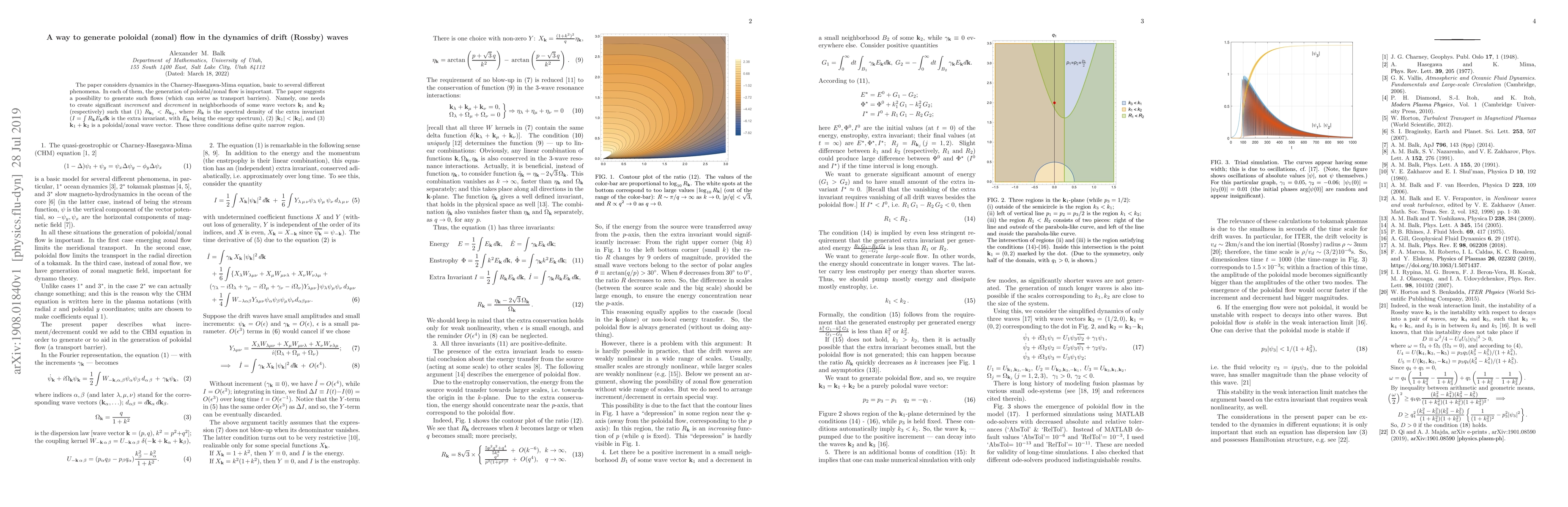 Thumbnail for A way to generate poloidal (zonal) flow in the dynamics of drift
  (Rossby) waves