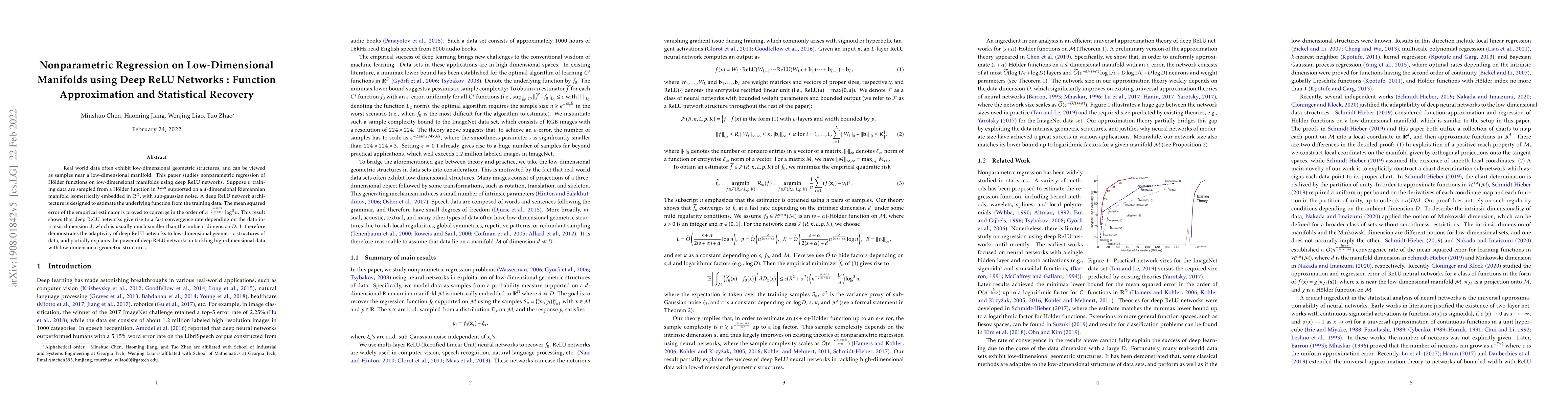 Thumbnail for Nonparametric Regression on Low-Dimensional Manifolds using Deep ReLU
  Networks : Function Approximation and Statistical Recovery