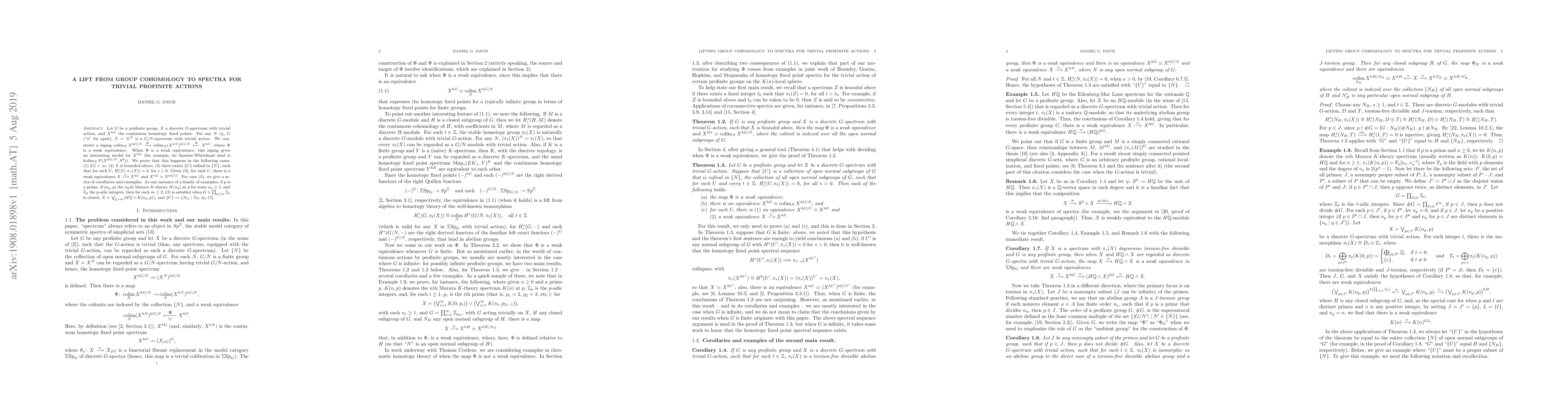 Thumbnail for A lift from group cohomology to spectra for trivial profinite actions