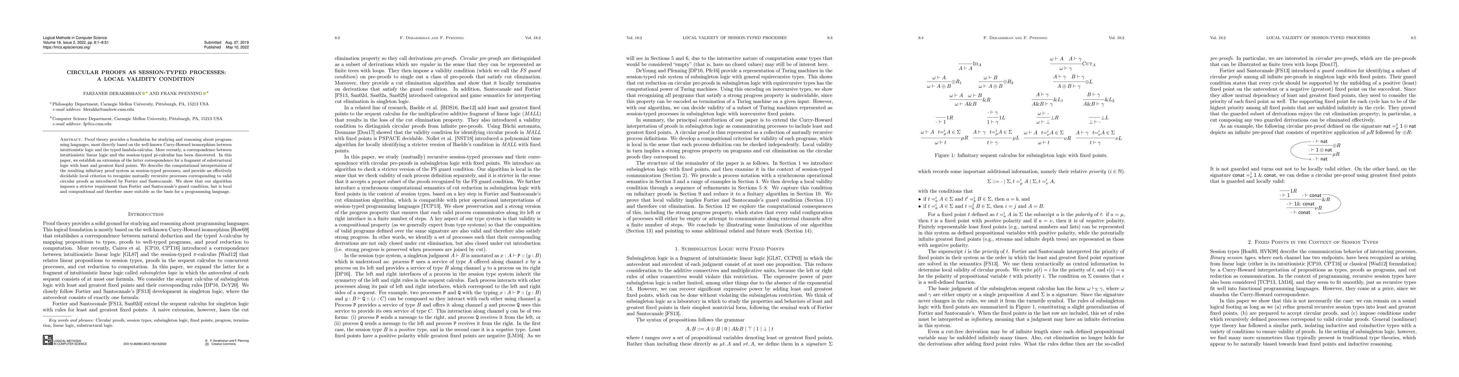 Thumbnail for Circular Proofs as Session-Typed Processes: A Local Validity Condition