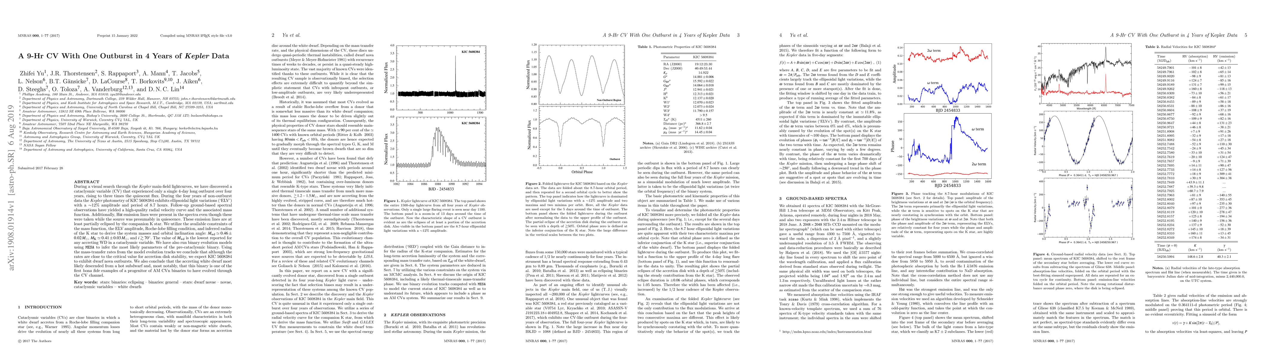 Thumbnail for A 9-Hr CV With One Outburst in 4 Years of Kepler Data