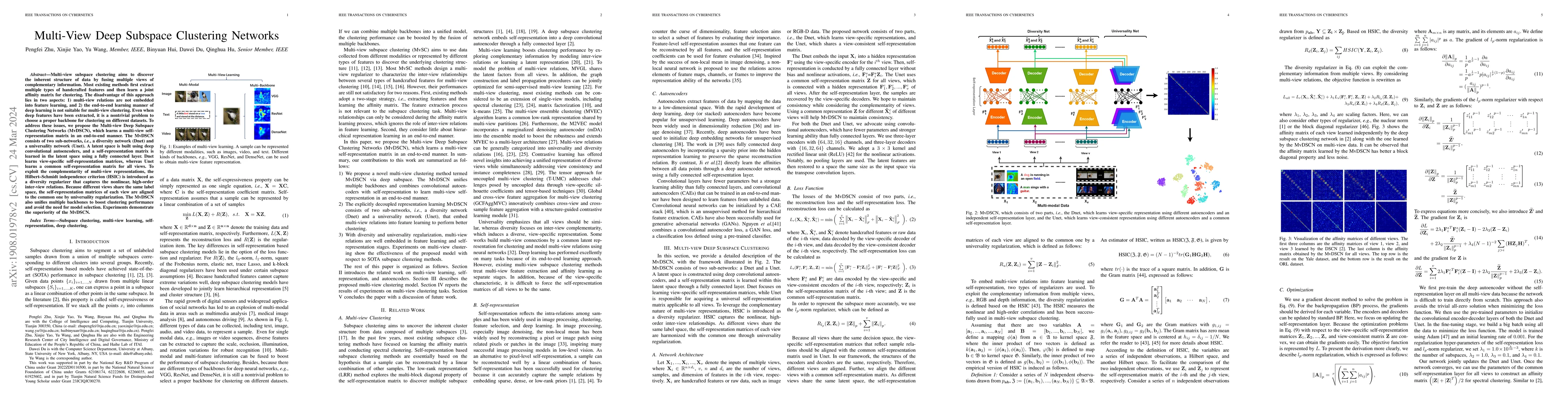 Thumbnail for Multi-view Deep Subspace Clustering Networks