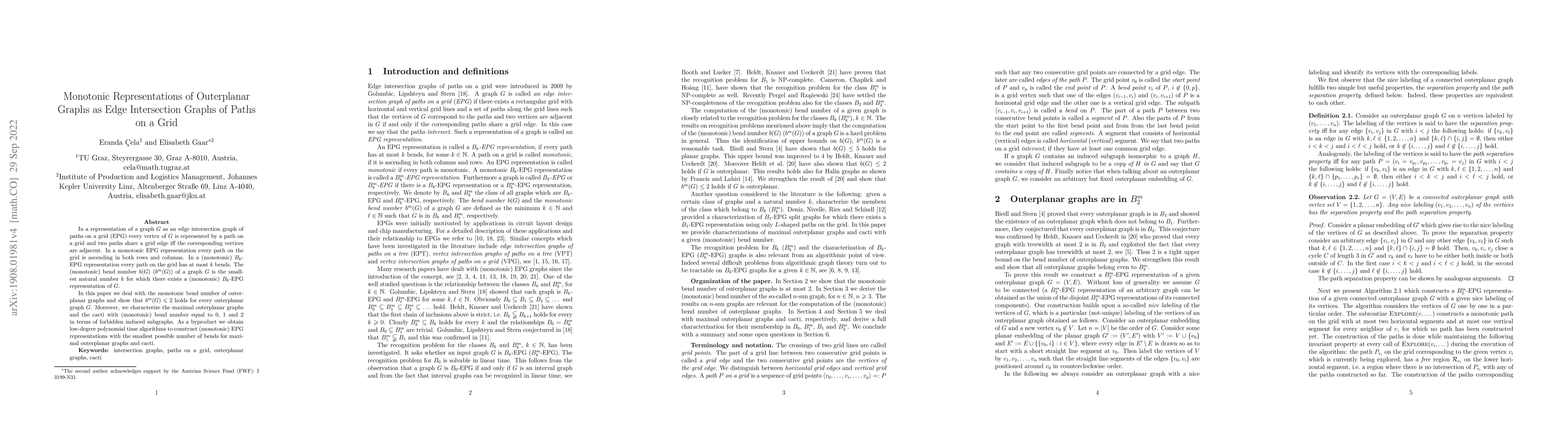 Thumbnail for Monotonic Representations of Outerplanar Graphs as Edge Intersection
  Graphs of Paths on a Grid