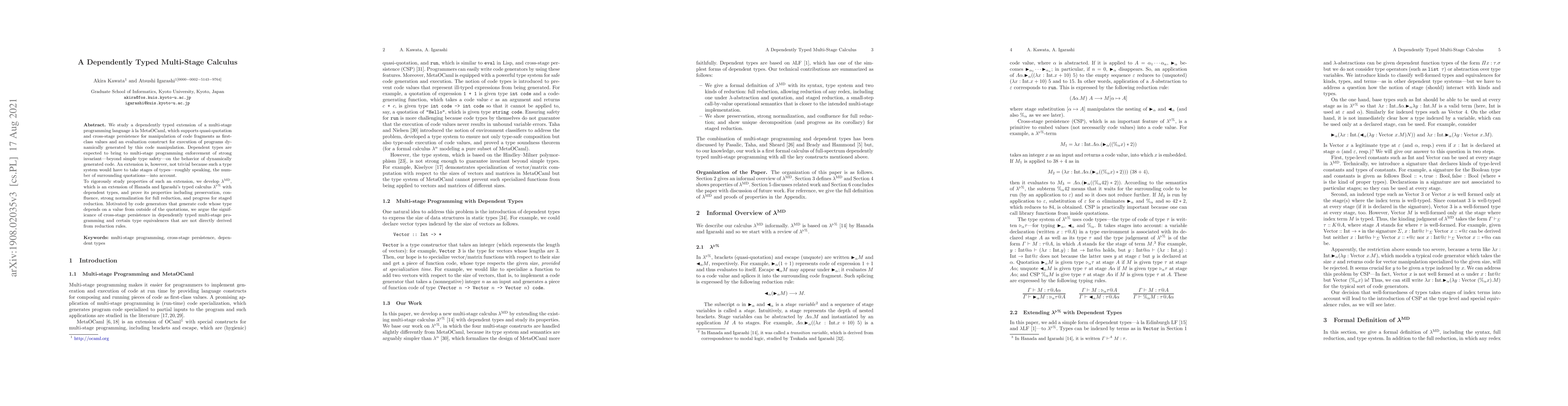 Thumbnail for A Dependently Typed Multi-Stage Calculus