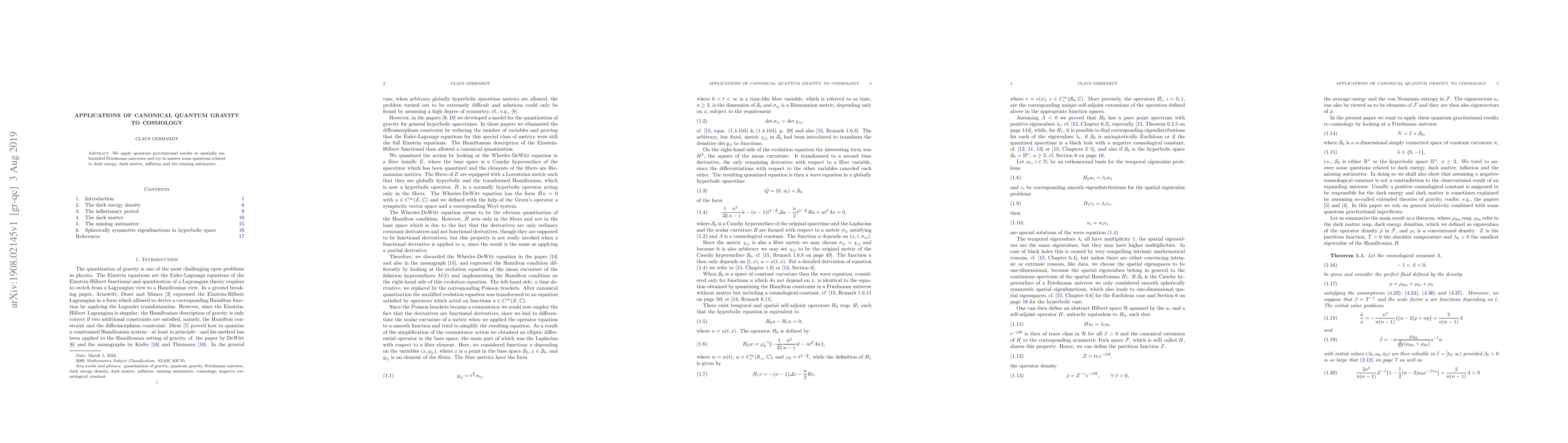Thumbnail for Applications of canonical quantum gravity to cosmology
