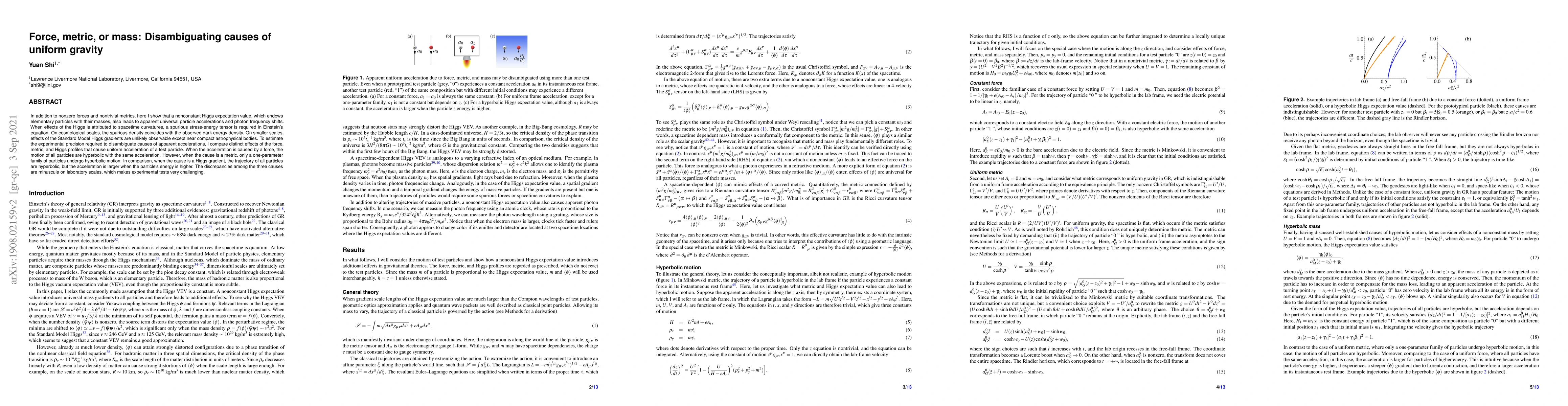 Thumbnail for Force, metric, or mass: Disambiguating causes of uniform gravity