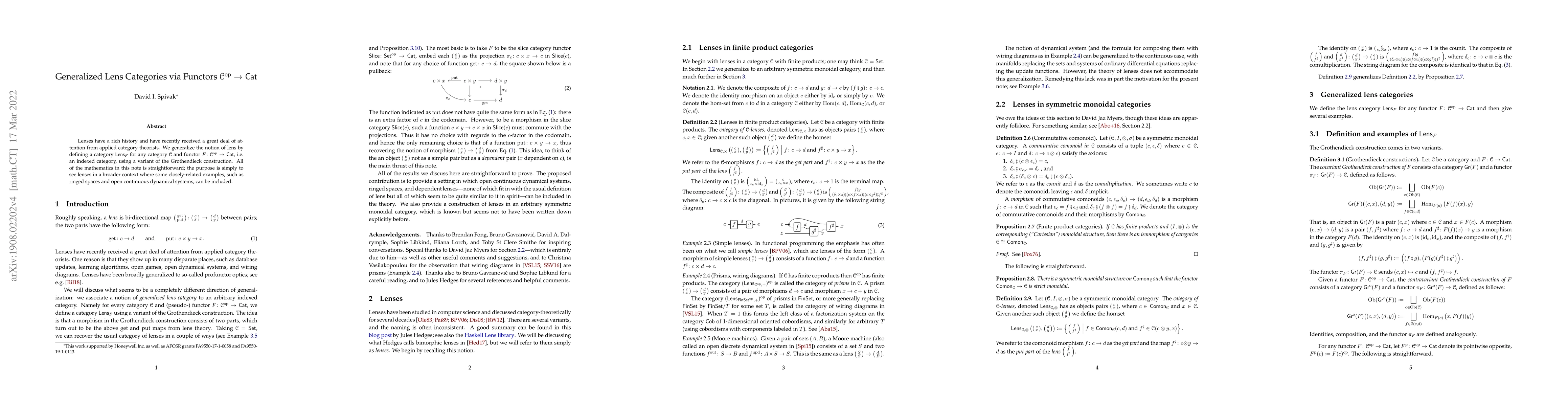 Thumbnail for Generalized Lens Categories via functors $\mathcal{C}^{\rm
  op}\to\mathsf{Cat}$