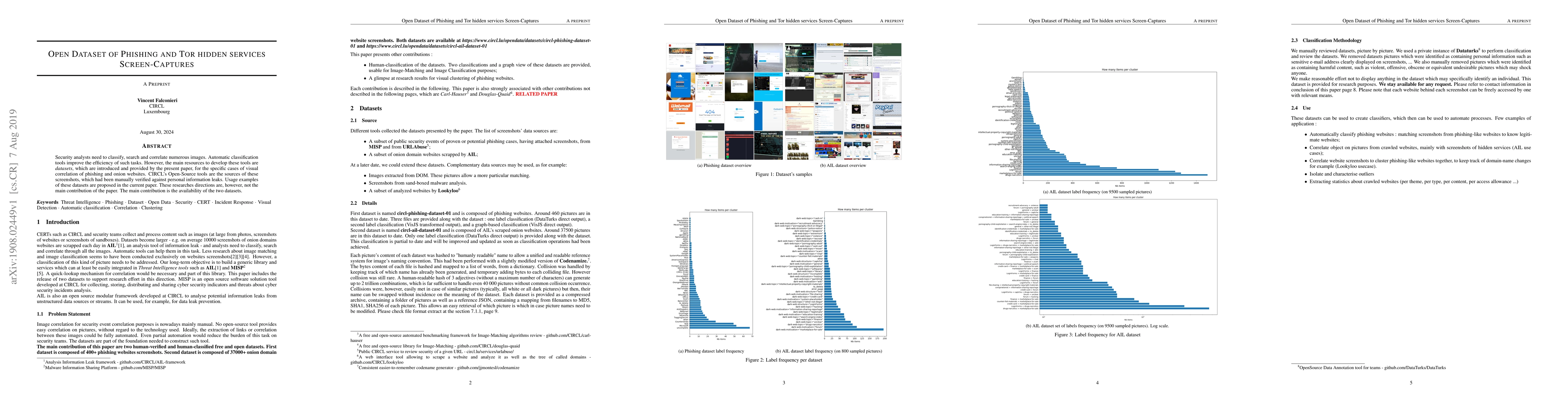 Thumbnail for Open Dataset of Phishing and Tor Hidden Services Screen-captures