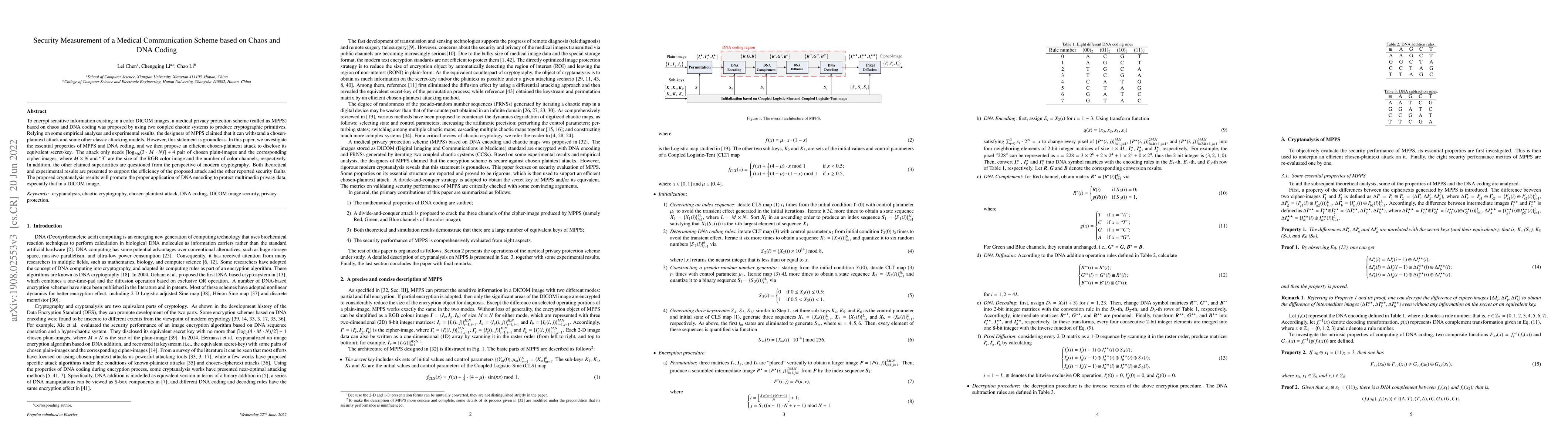 Thumbnail for Security measurement of a medical communication scheme based on chaos
  and DNA coding