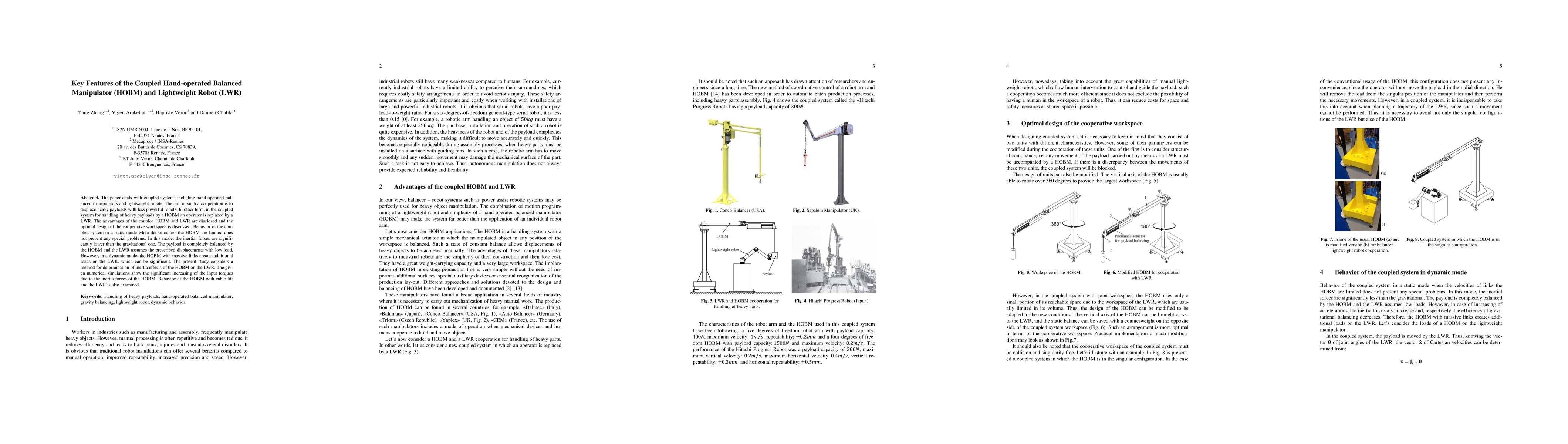 Thumbnail for Key Features of the Coupled Hand-operated Balanced Manipulator (HOBM)
  and Lightweight Robot (LWR)