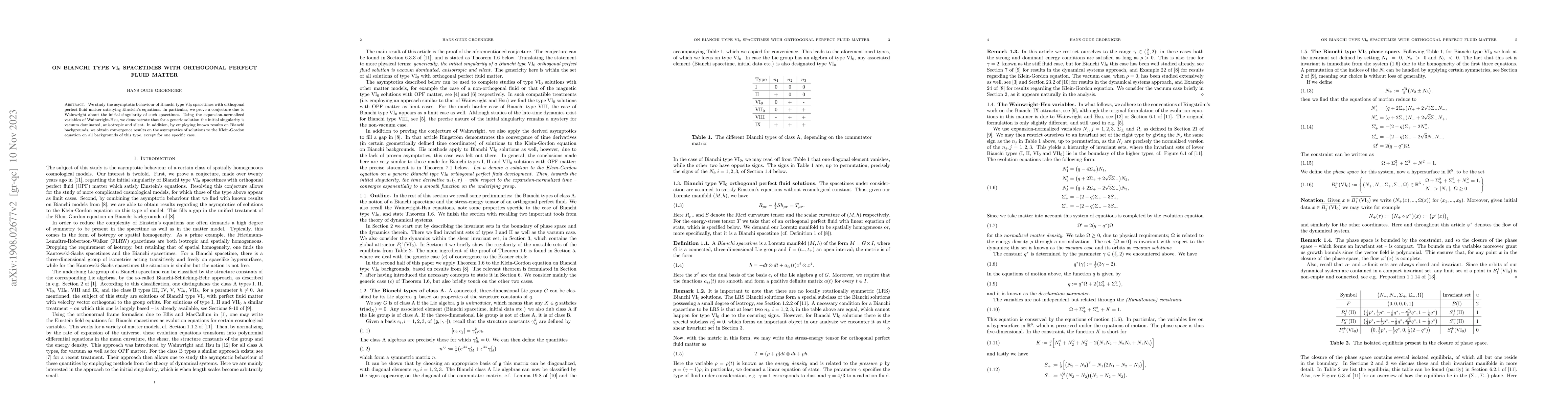 Thumbnail for On Bianchi type VI$_0$ spacetimes with orthogonal perfect fluid matter