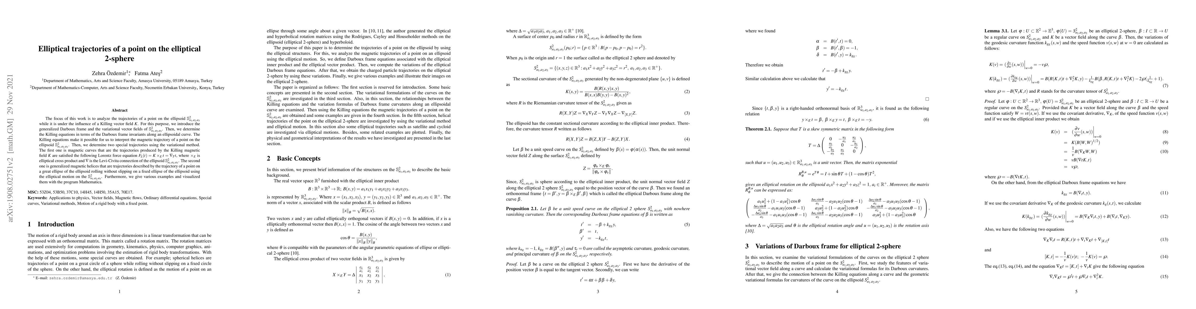 Thumbnail for Elliptical trajectories of a point on the elliptical 2-sphere