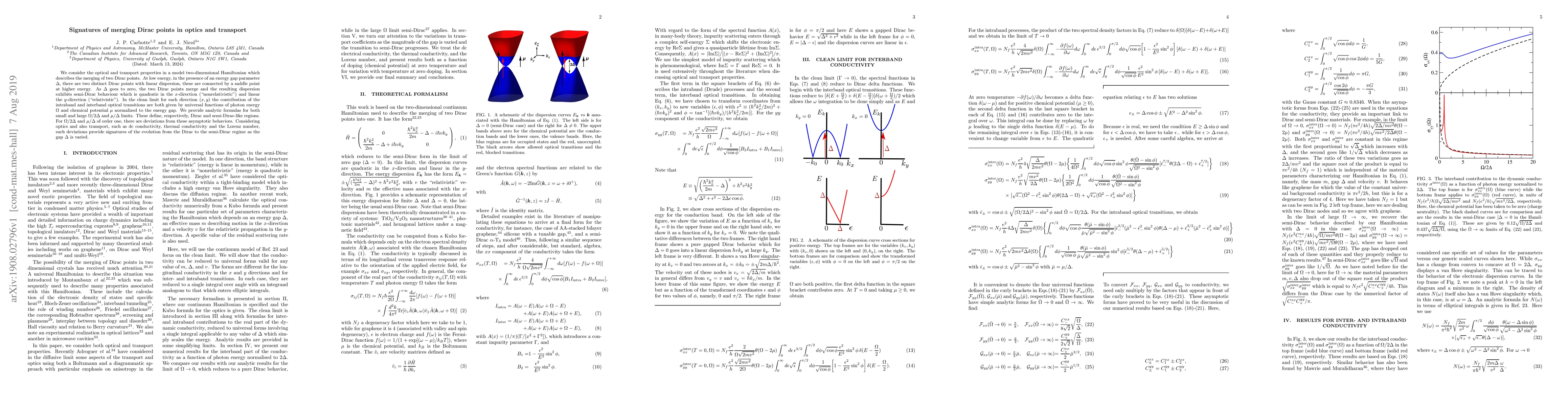 Thumbnail for Signatures of merging Dirac points in optics and transport