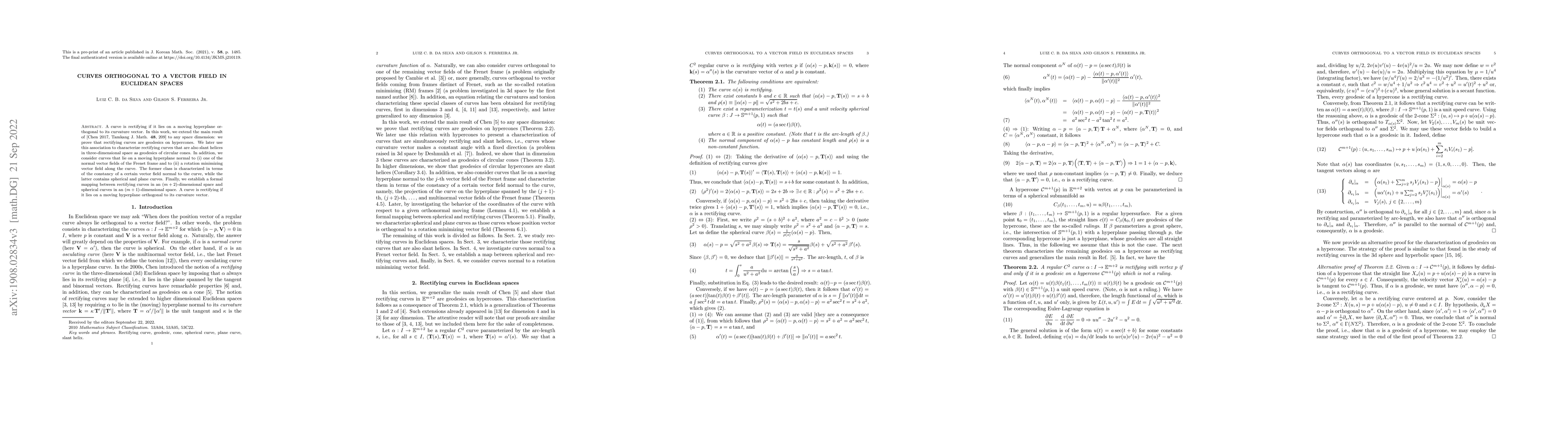 Thumbnail for Curves orthogonal to a vector field in Euclidean spaces