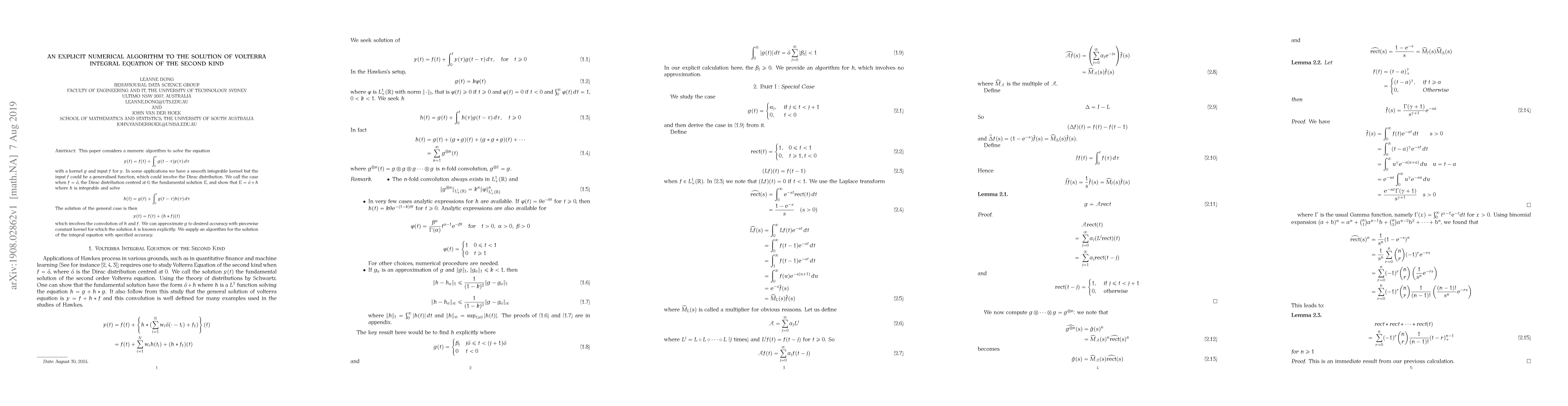 Thumbnail for An explicit numerical algorithm to the solution of Volterra integral
  equation of the second kind