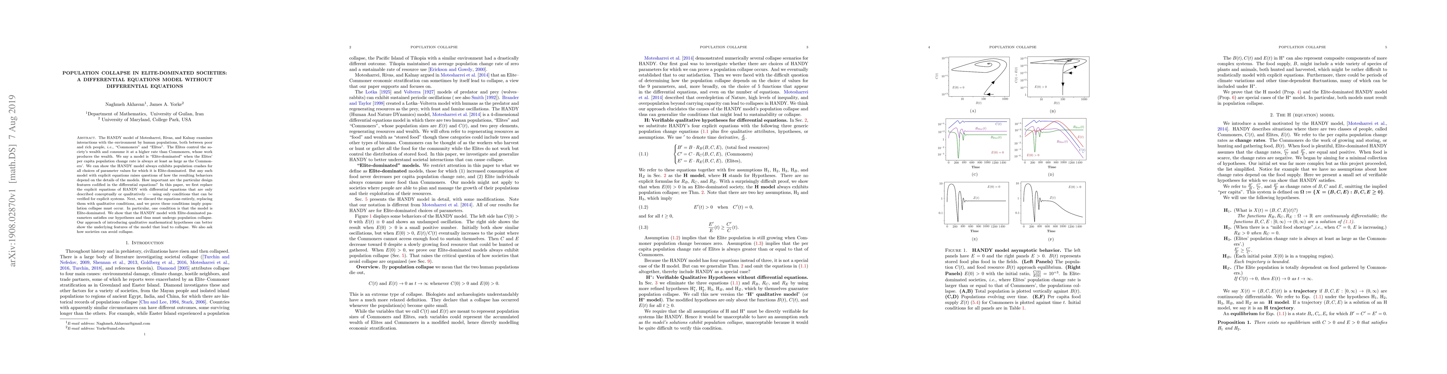 Thumbnail for Population collapse in Elite-dominated societies: A differential
  equations model without differential equations