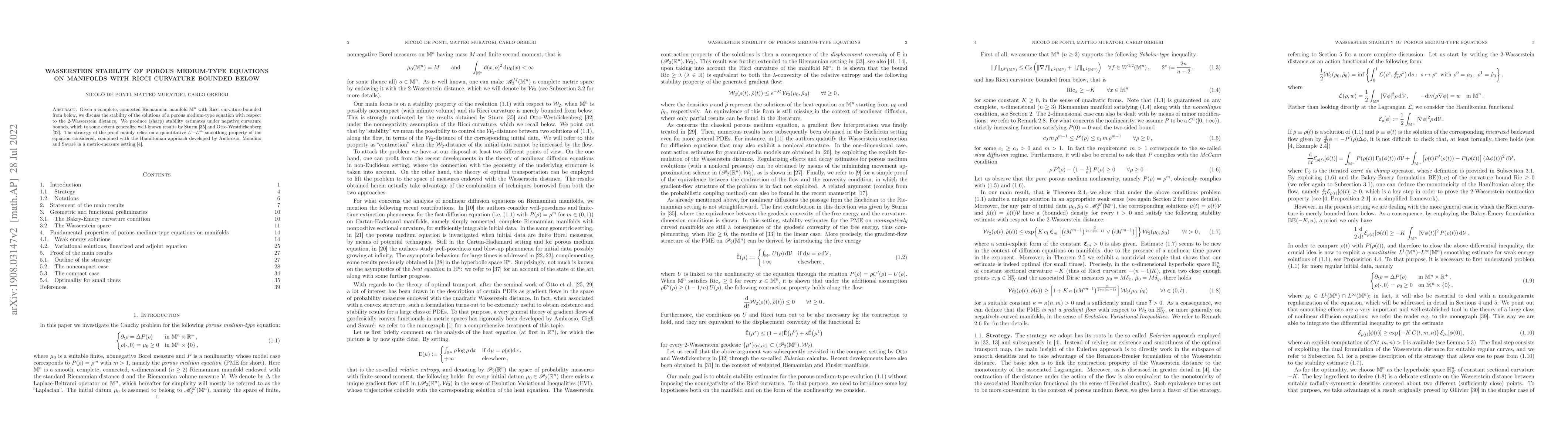 Thumbnail for Wasserstein stability of porous medium-type equations on manifolds with
  Ricci curvature bounded below