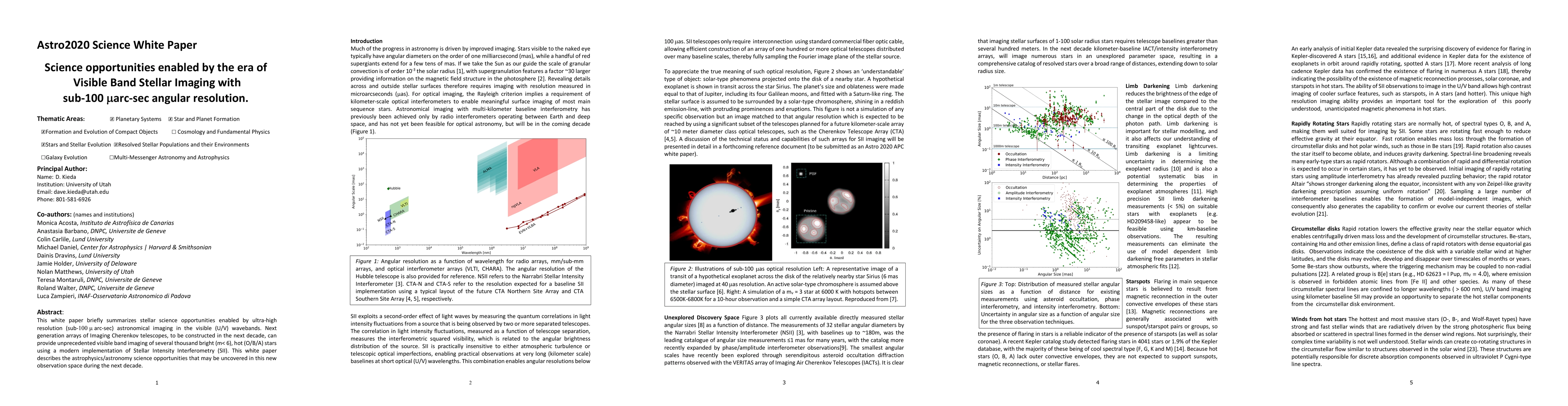 Thumbnail for Science opportunities enabled by the era of Visible Band Stellar Imaging
  with sub-100 {\mu}arc-sec angular resolution