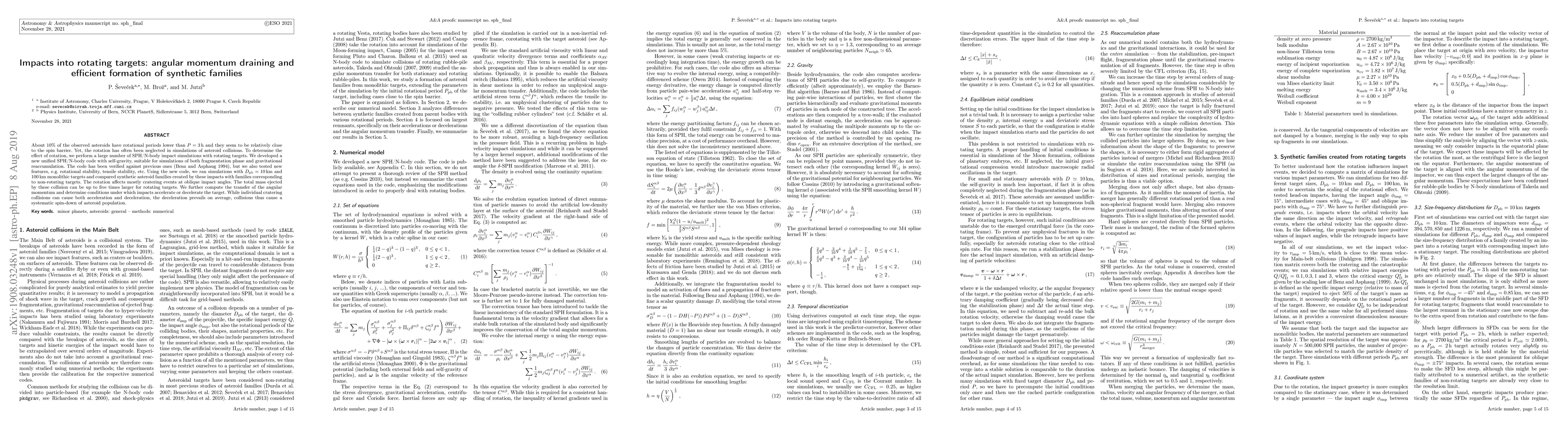 Thumbnail for Impacts into rotating targets: angular momentum draining and efficient
  formation of synthetic families