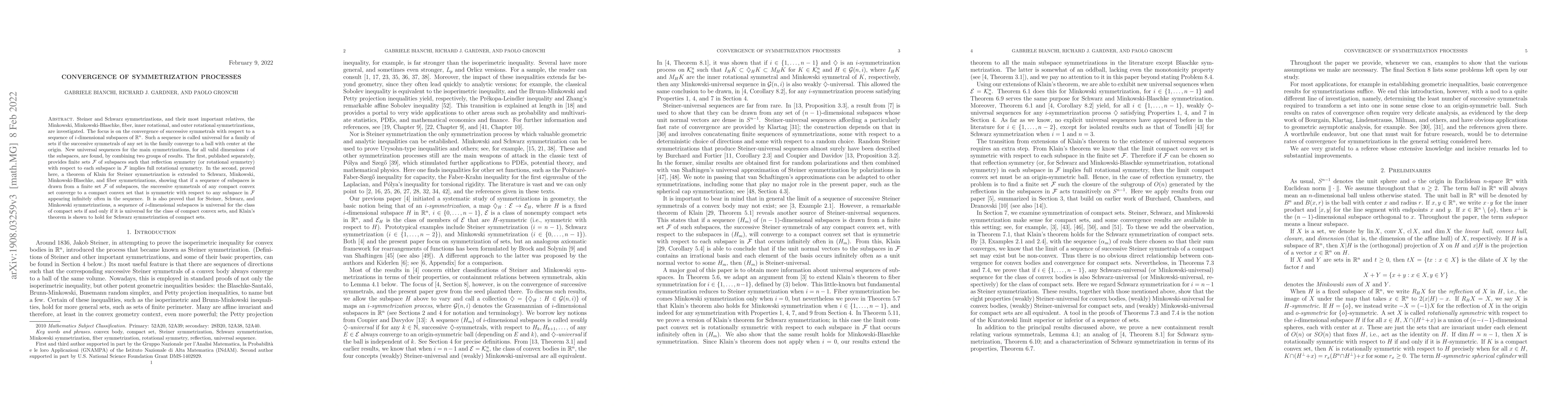 Thumbnail for Convergence of symmetrization processes