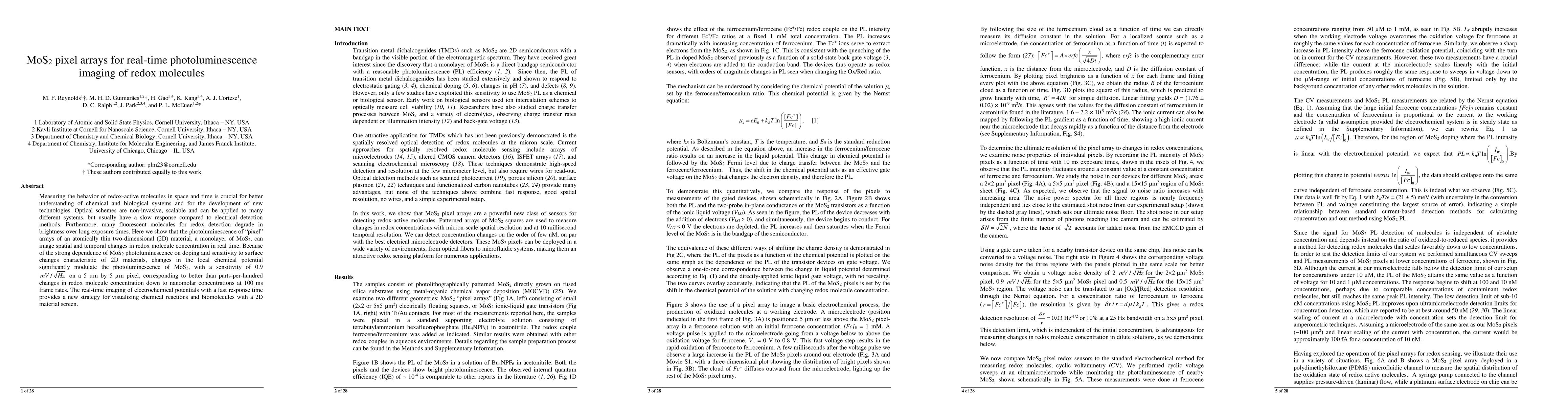 Thumbnail for MoS$_{2}$ pixel arrays for real-time photoluminescence imaging of redox
  molecules