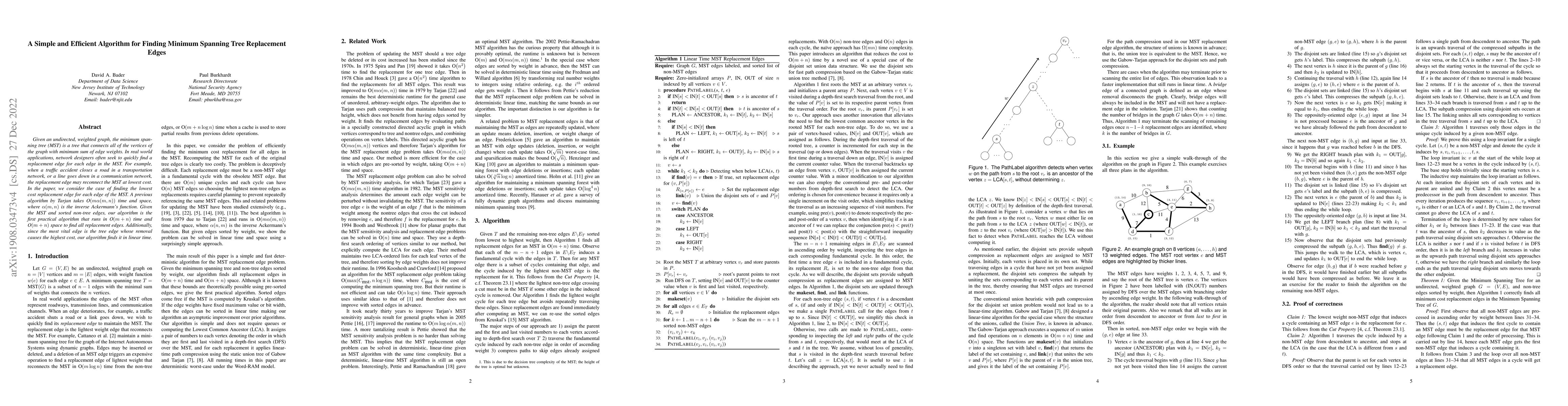 Thumbnail for A Simple and Efficient Algorithm for Finding Minimum Spanning Tree
  Replacement Edges