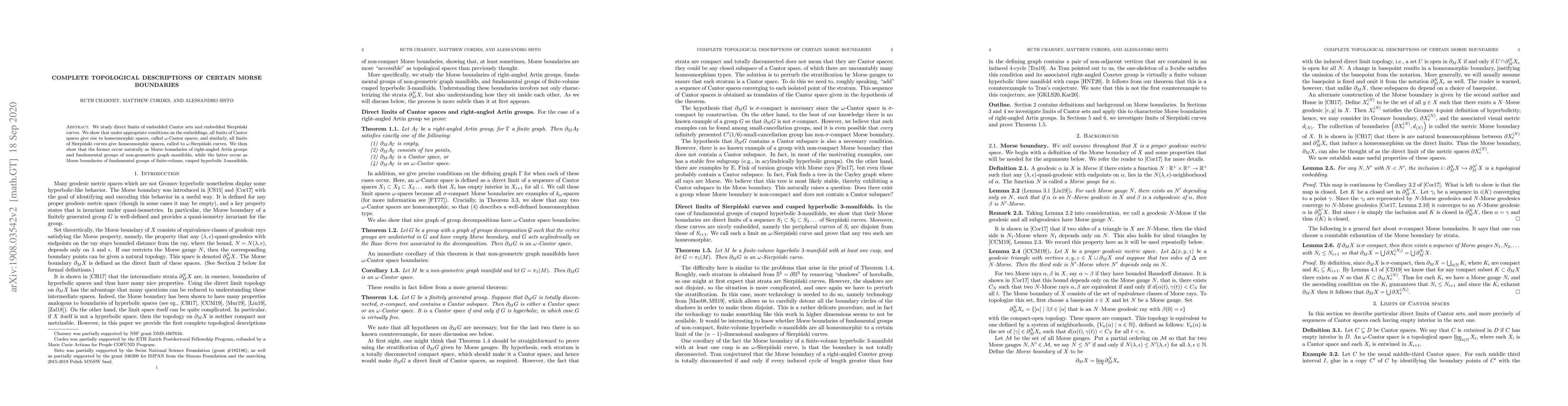 Thumbnail for Complete topological descriptions of certain Morse boundaries