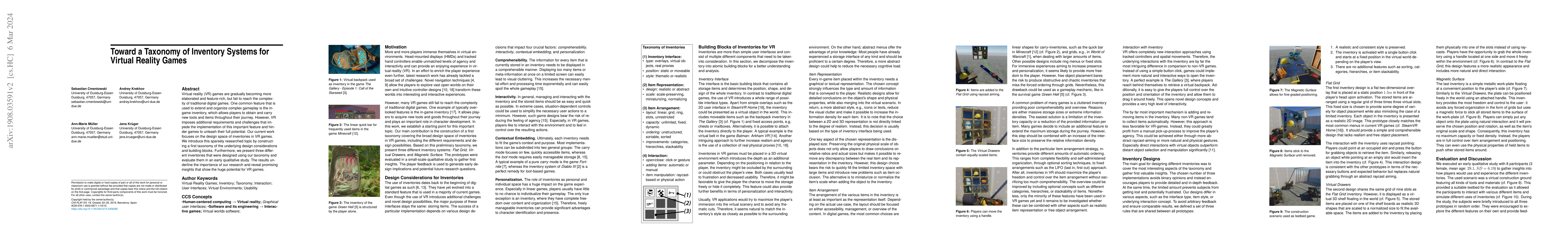 Thumbnail for Toward a Taxonomy of Inventory Systems for Virtual Reality Games